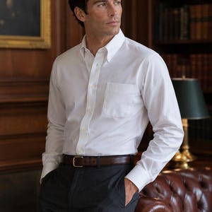 mens button up dress shirts Men's White Button Down Collar, Long Sleeve Dress Shirt, Stain Repellent, Wrinkle Resistant