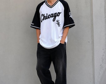 Maglia da baseball Stitches Chicago White Sox 2XL nera e bianca MLB Y2K oversize