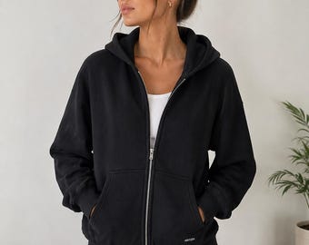 Felpa con cappuccio e zip intera Aritzia Sweatfleece Cozy Fleece da donna, taglia M, colore nero.
