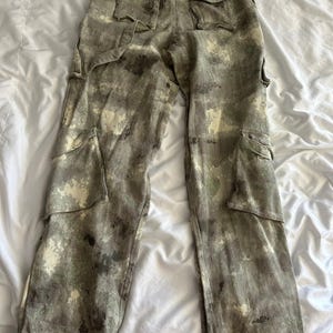 Manière De Voir Tactical Cargo Pants Women’s S Grey Camo Utility Trousers Streetwear Military Goth Y2K image 3