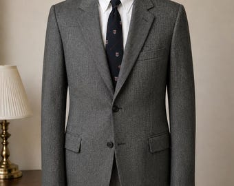 Joseph & Feiss 100% Lambswool Herringbone Blazer Sport Coat Gray 43R XL