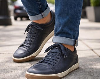 Cole Haan Men’s Navy Blue Leather Sneakers Size 9 Casual Lace Up Shoes