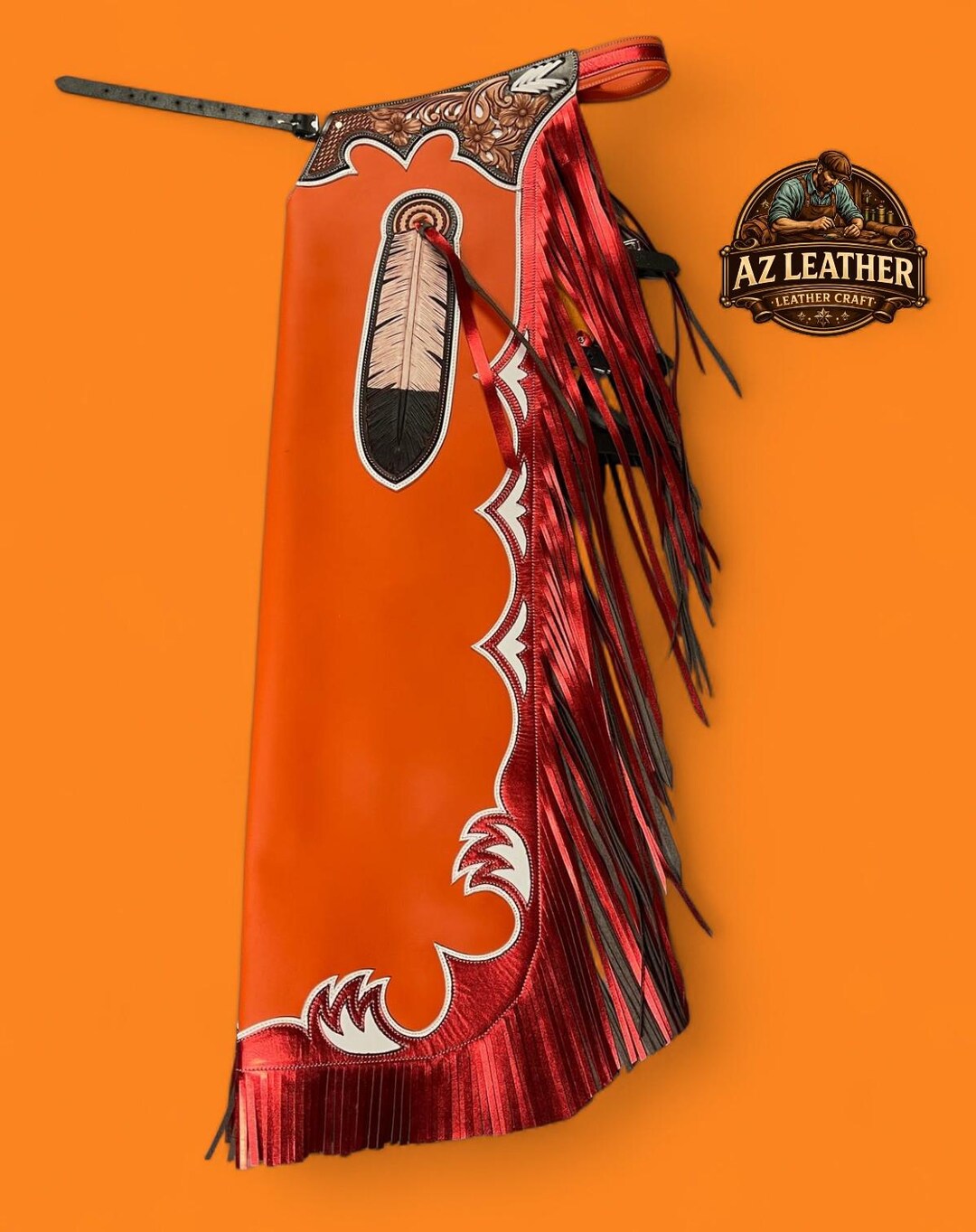 Hand-tooled Leather Rodeo Chaps | Custom Western Show Chaps | Fringe ...