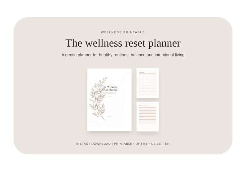 Wellness Reset Planner Printable | Self Care Planner PDF | Habit ...