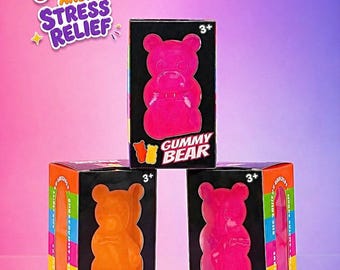 Juguete antiestrés súper suave con forma de osito de goma – Juguete sensorial kawaii anti-ansiedad para niños y adultos, para relajación y juego.