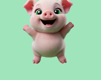1080p - video9sec petit PIG Fondo transparente MOV RLE Alpha-little pig Superposición de video - Descarga digital
