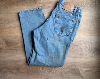 Vintage Levi's 550 Y2k relaxte jeans gemaakt in de VS 30 x 30 stone wash distressed