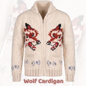 Wolf Cardigan Hand Knit Wool Sweater Project Hail Mary Inspired Nordic Canadian Zip Up