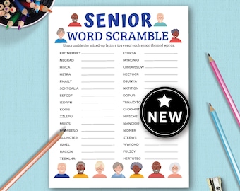 Printable Word Scramble Group Game For Seniors Trivia Games for Senior Citizens Word Scramble Ice Breaker Game Elderly Group Game GAD138