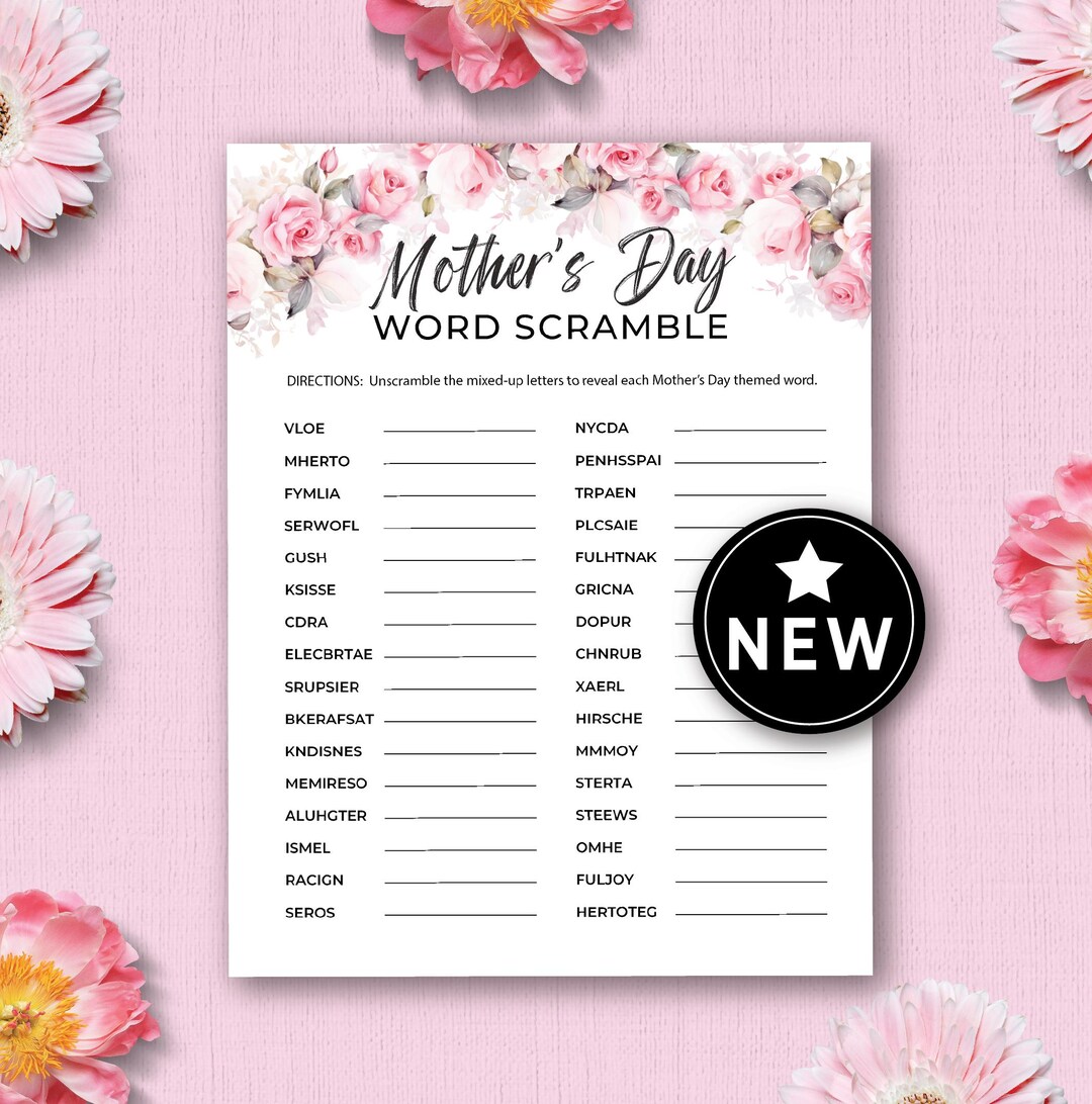 Mother's Day Word Scramble Game Instant Download Mother's Day Brunch ...