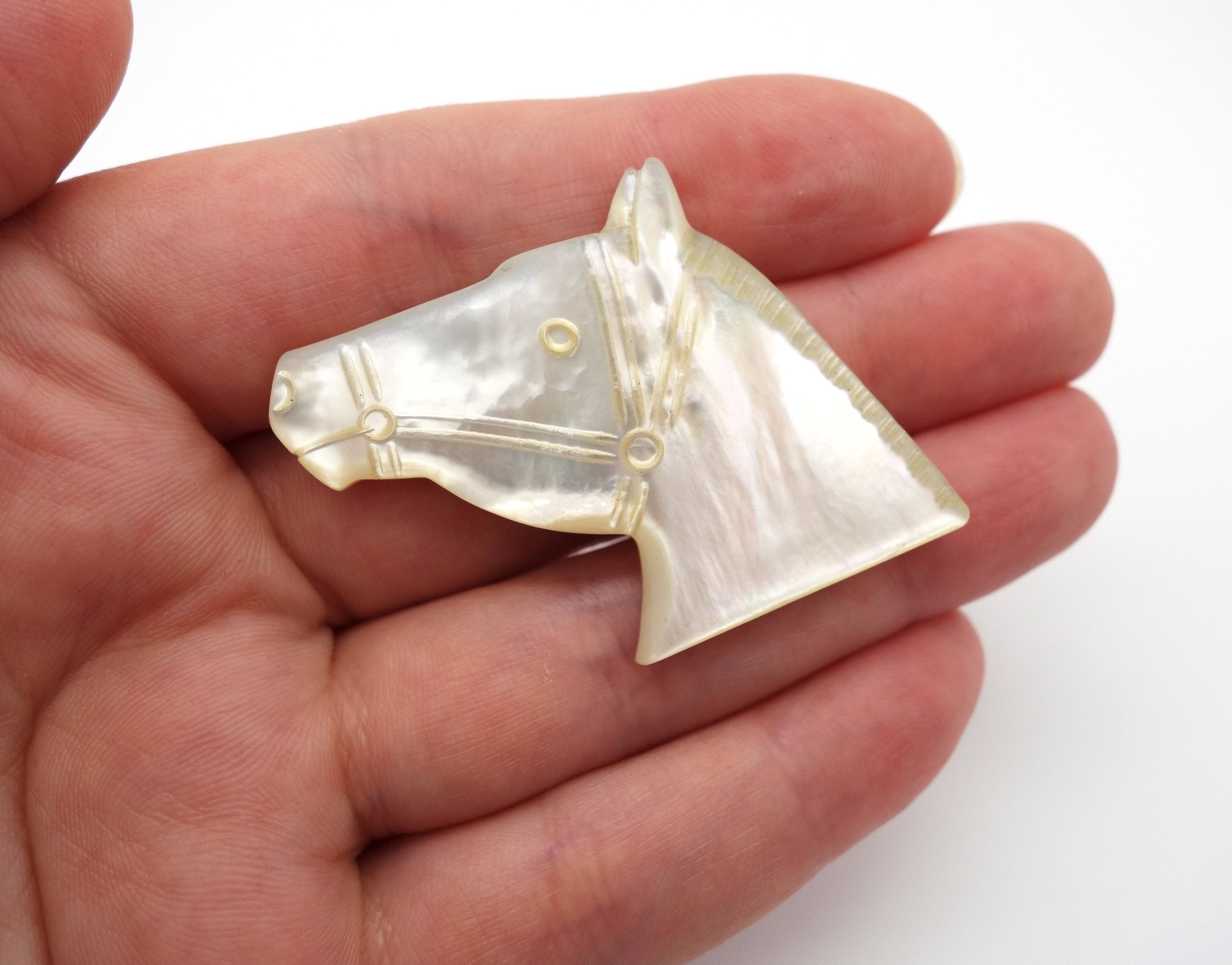 Antique Equestrian Brooch Mother of Pearl Brooch Horse Etsy