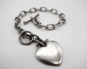 Sterling silver heart bracelet, monogram "A" heart, monogram initial, sweetheart bracelet, initial bracelet, sterling bracelet, 925 bracelet