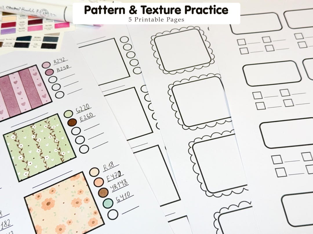 Pattern & Texture Practice Pages Printable, Marker Worksheets for ...