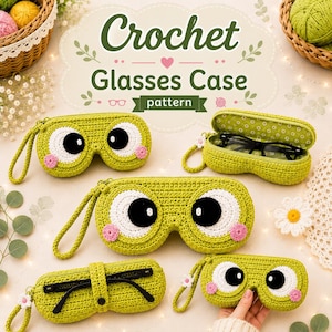 Crochet Glasses Case Pattern PDF | Cute  Crochet Case, Kawaii Animal Eyeglasses Holder, Amigurumi, Crochet Bundle, DIY Gift Idea, Cute Cover