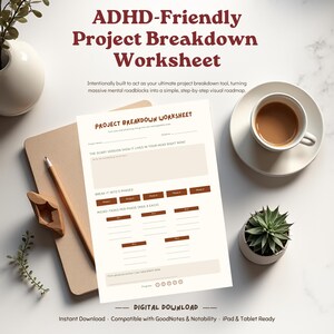 Project Planner Printable PDF | Project Breakdown Structure Task Tracker, Business Management Template, Weekly Work Goal Schedule Sheet