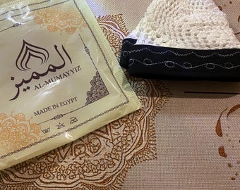 Kufi Al-Mumayyiz Masri: Algodón cosido a mano, corte cómodo (XL gris)