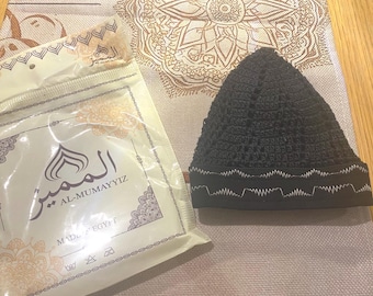 Al-mumayyiz Masri Kufi, handgenähte Baumwolle, Schwarz Gr. XL