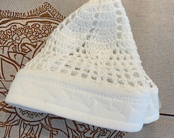 White Cotton Kufi Hat: Egyptian Branded, Stretchy Fit, Casual Masjid Wear XL