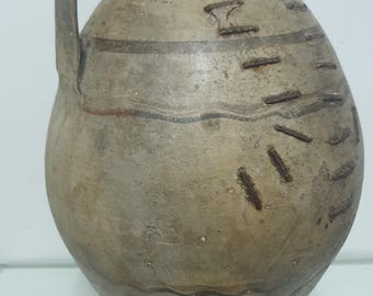 Antique Spanish Water Jar with Original Metal Staples • Priego Cuenca • Extinct Pottery Tradition • 19th–20th C. Iberian Folk Pottery