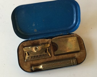 Antique Gem Razor,vintage Razor,Gold Tone Metal Razor