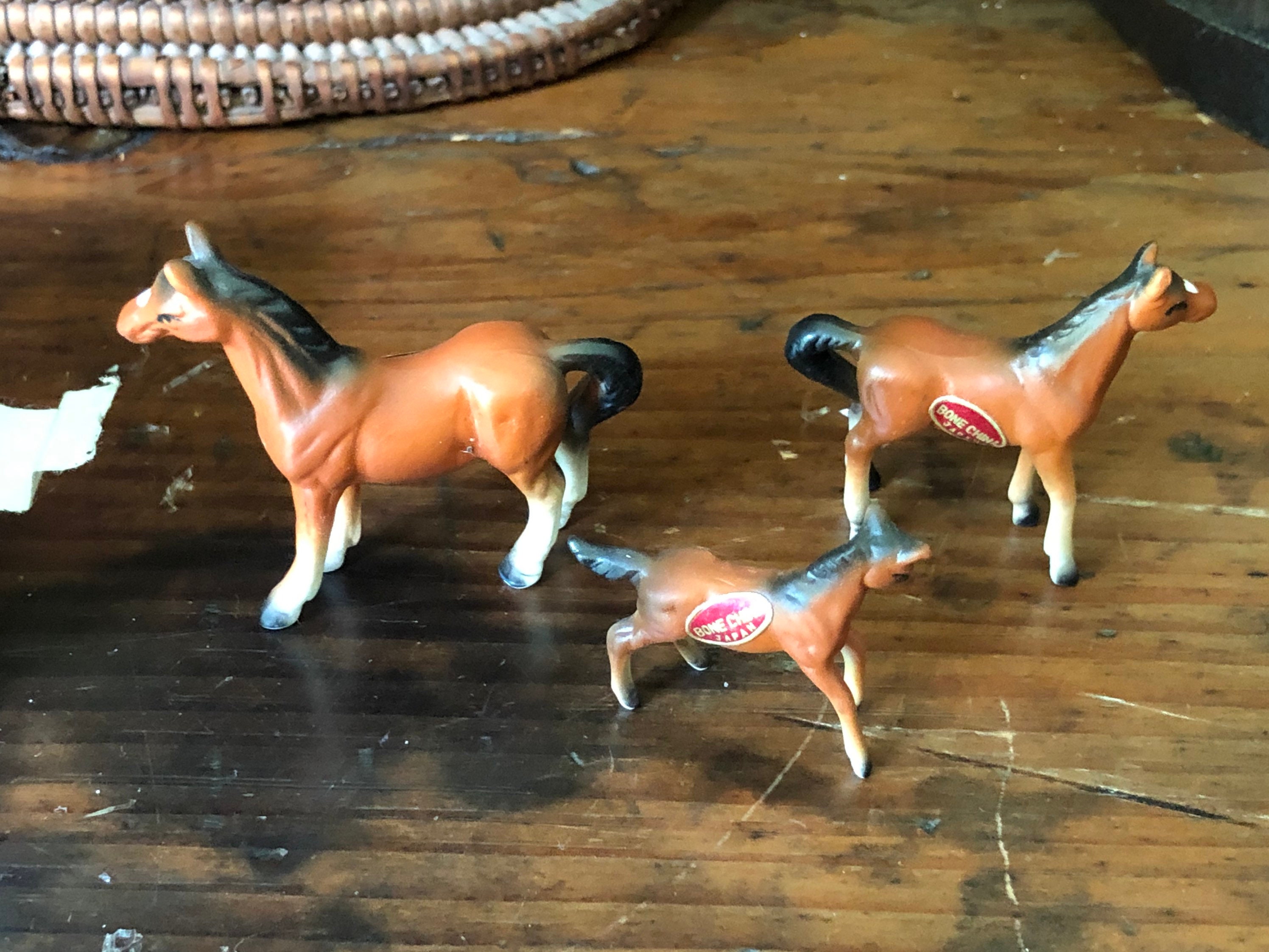 Vintage Bone China Set of Three Miniature Horses in Original | Etsy