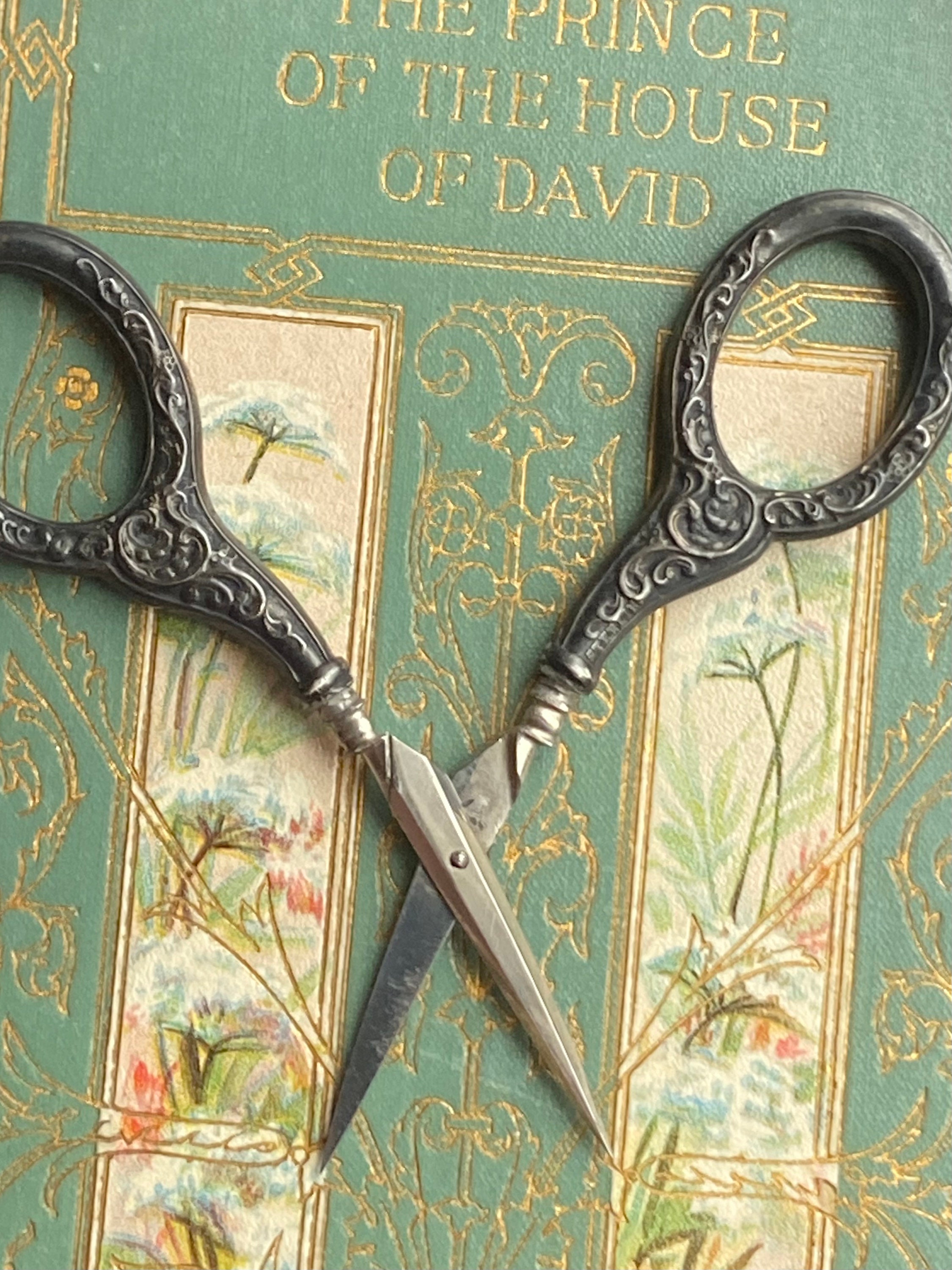 BEAUTIFUL Antique Birks Sterling Silver Scissors, Repousse Silver Sewi – A  Vintage shop