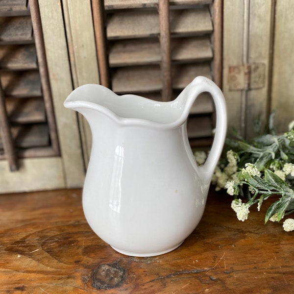 Vintage Ironstone Shenango Large Creamer Picture,White Farmhouse Kitchen Decor