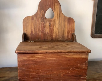 Antique 1800s Primitive Wall Candle Box,Solid Wood Wall Hanging Box