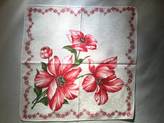 Vintage Print Handkerchief,Bridal Hankie - image 2