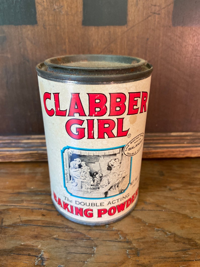 Vintage Clabber Girl Baking Powder Tin Cancollectible Spice Etsy