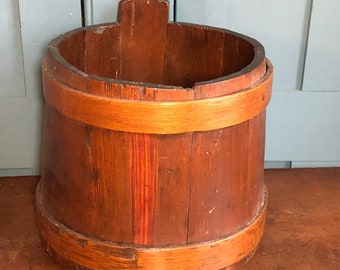 19th Century Wooden Piggin  Bucket,1800s Bucket,Primitive Bucket,Farmhouse Decor