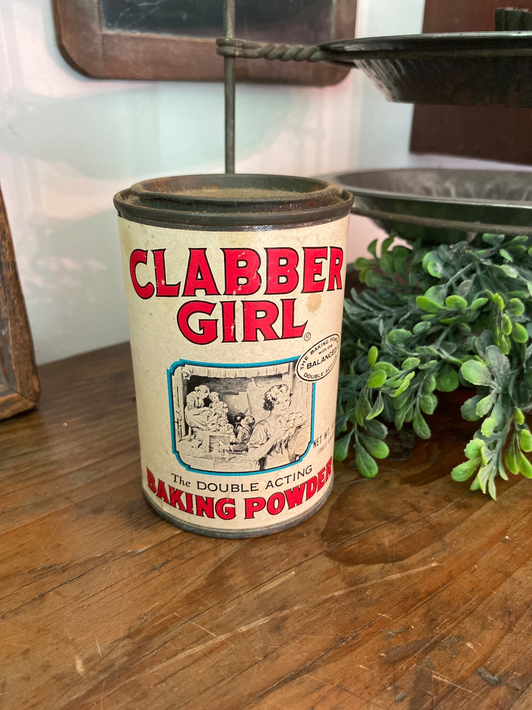 Vintage Clabber Girl Baking Powder Tin Can,collectible Spice Tins