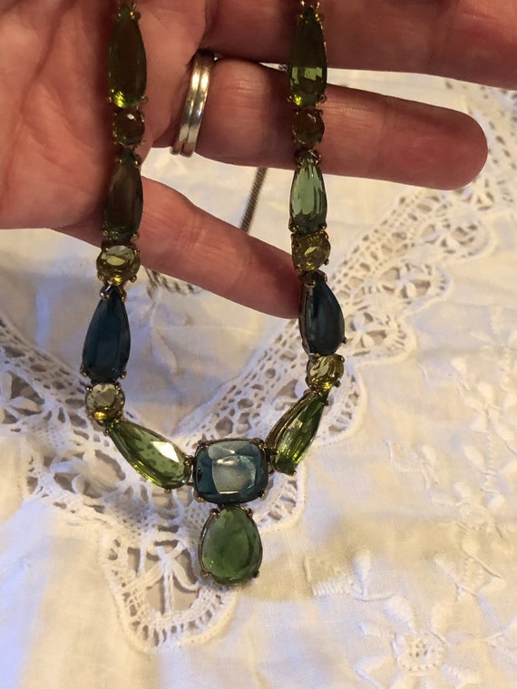 Gorgeous Vintage Green Crystal Necklace by Monet - image 4