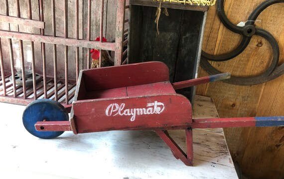 childs wooden wheelbarrow