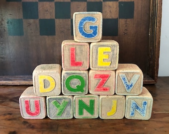 Lot of 12 Antique Wooden Blocks