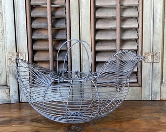 Vintage Antique Metal Wire Chicken Egg Basket,Farmhouse Kitchen Decor