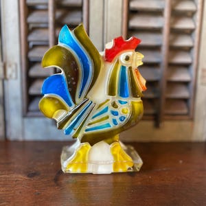Vintage Acrylic Rooster Napkin/Letter Holder,1970’s