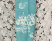 Vintage Linen Towel Turquoise Tea Towel Kitchen Towel
