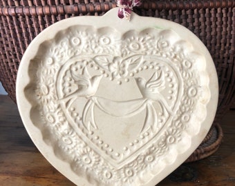 Vintage Brown Bag Cookie Art Heart Mold,Hill Design Inc. 1986,Stoneware Mold