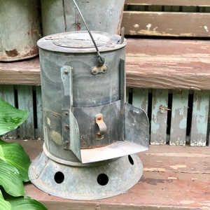 Vintage Galvanized Grain Bin,Farmhouse Garden Decor,Planter