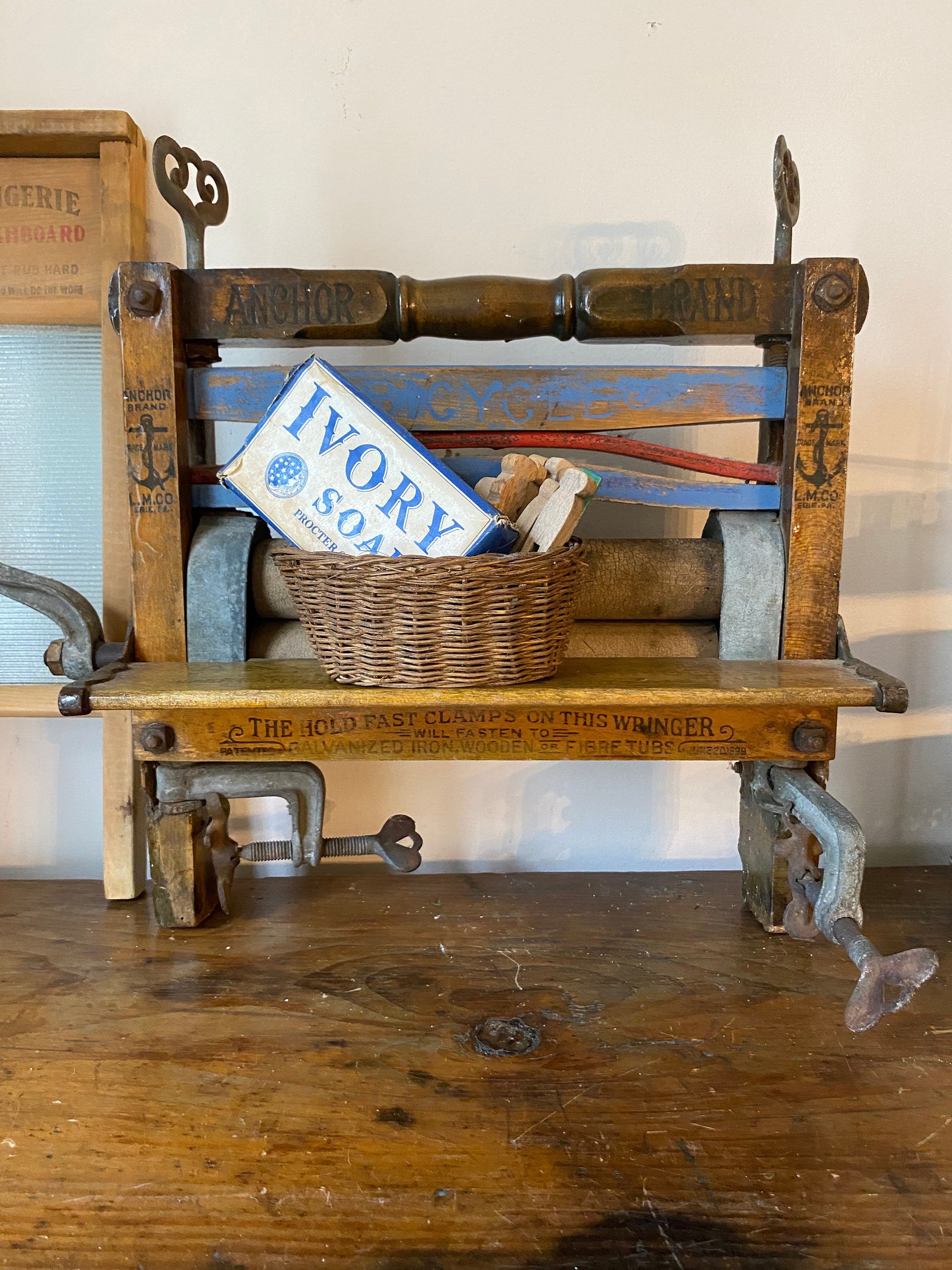 Antique Wooden Anchor Clothes Wringer,laundry Room Decor,primitive
