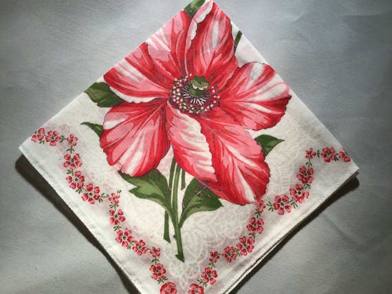 Vintage Print Handkerchief,Bridal Hankie - image 1