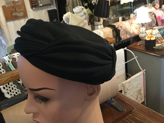 Vintage Ladies Black Hat,Original Caroline,Fascin… - image 2