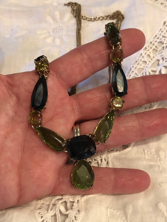 Gorgeous Vintage Green Crystal Necklace by Monet - image 2