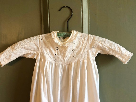 Antique Eyelet Baby Christening Gown with Bonnet - image 8