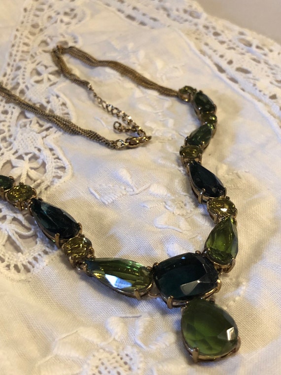 Gorgeous Vintage Green Crystal Necklace by Monet - image 6