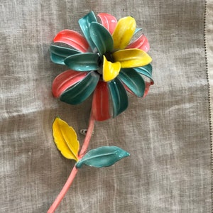 Vintage Large Enameled Flower Brooch,Flower Pin,1960s
