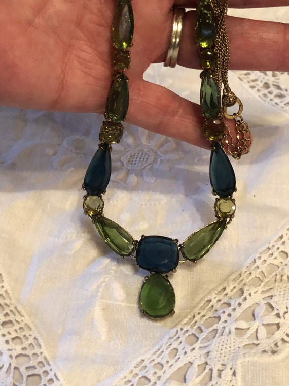 Gorgeous Vintage Green Crystal Necklace by Monet - image 3