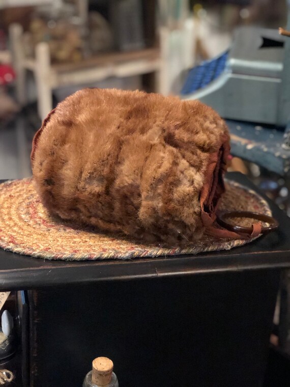 Antique Real Fur Muff,Muskrat,Mink - image 3