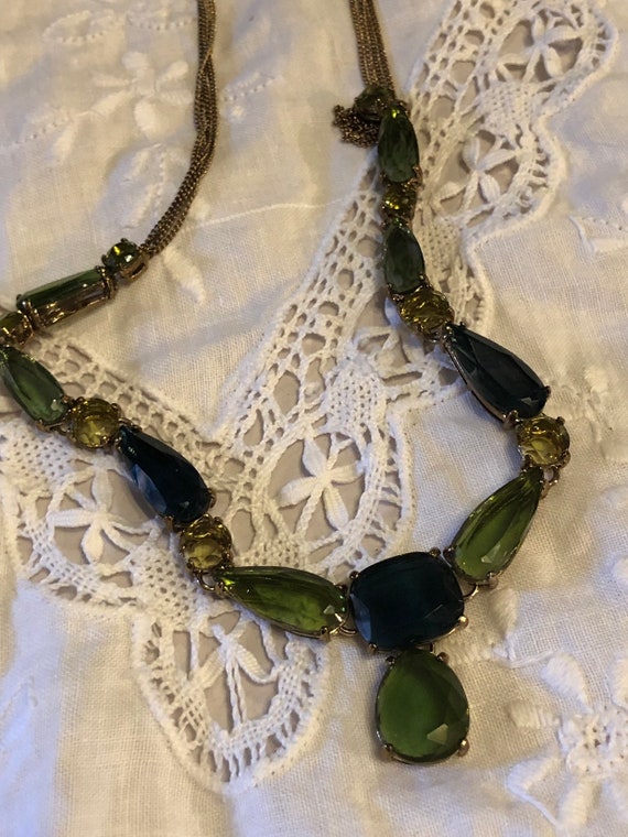 Gorgeous Vintage Green Crystal Necklace by Monet - image 5